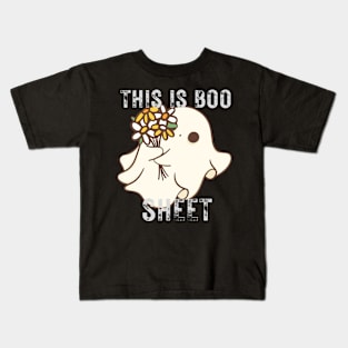 This Is Boo Sheet Ghost Retro Halloween Costume Kids T-Shirt